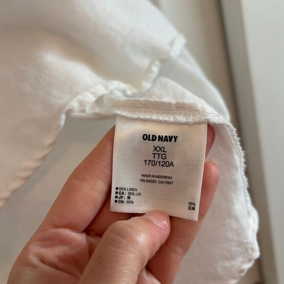 Old Navy Women’s Linen Blend Poppy to Bright White Button Down Shirt XXL - Picture 6 of 9